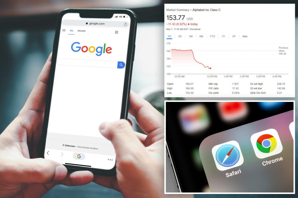 Google shares falls nearly 10% after Apple says it can handle the search engine as predefined iPhone